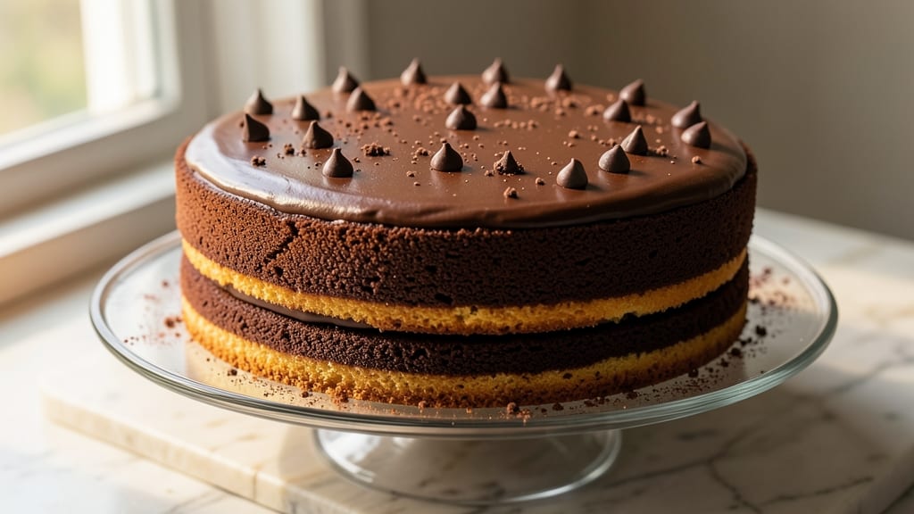 1234-Layer Chocolate Cake Recipe: Rich Ganache Drizzle and Crunchy Topping Harmony