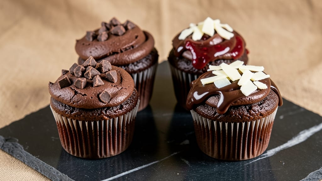 4 Chocolate Cupcakes Recipe: Rich Ganache Drizzle and Crunchy Toppers
