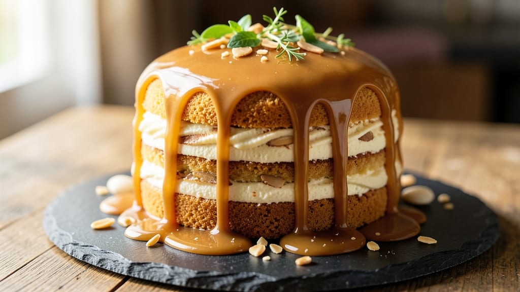 Almond Caramel Cake Recipe: Nutty Swirls and Buttery Caramel Layers
