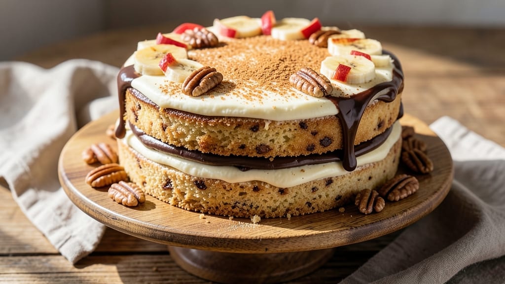 8-Inch Banana Cake Recipe: Moist Layers with Walnut-Filled Centers