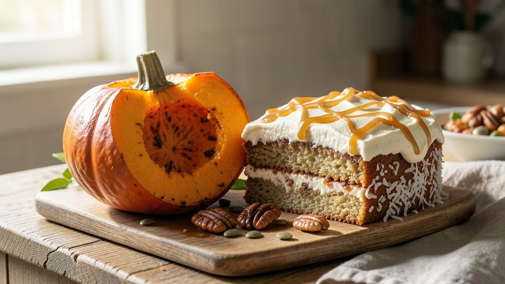 Acorn Squash Cake Recipe: Spiced Nutmeg Frosting and Crunchy Pecan Topping