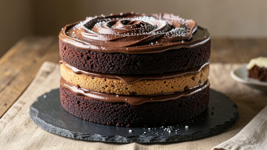 3 Layer Devil's Food Cake Recipe: Fudgy Base, Creamy Middle, Chocolate Ganache Top