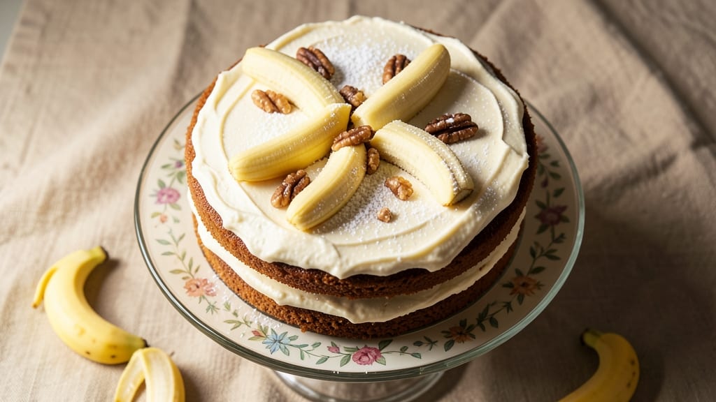 American Banana Cake Recipe: Moist Layers with Walnut Streusel Top
