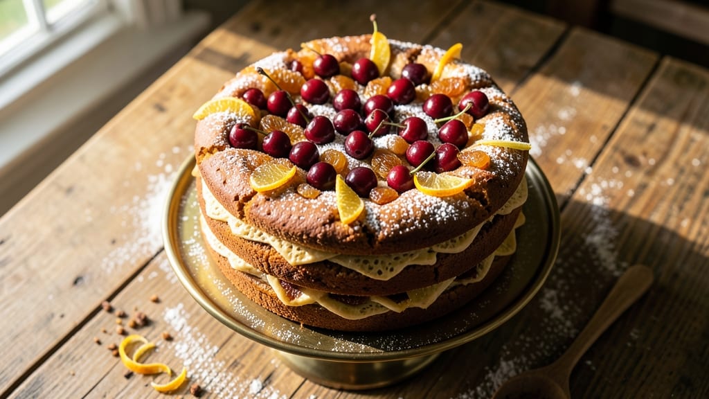 Amish Friendship Fruit Cake Recipe: Moist Layers and Spiced Vanilla Buttercream Crown